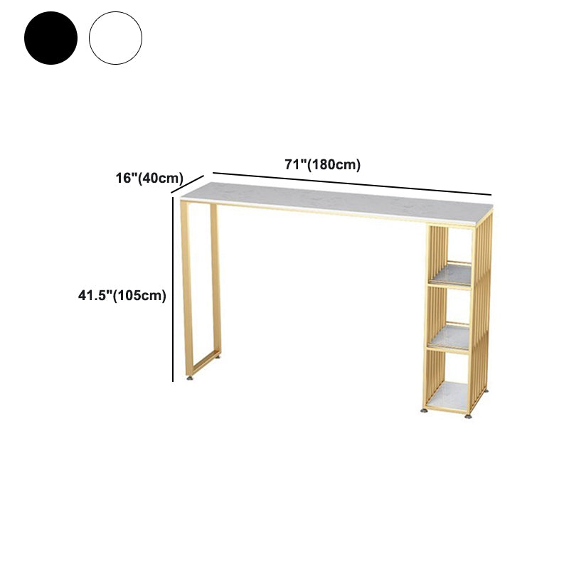 Glam Bar Table Artificial Marble Pub Table with Shelf for Living Room, Only Table