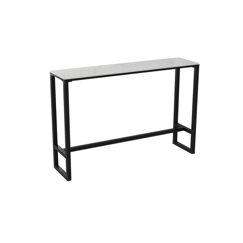 Stone Bar Dining Table Modern Rectangle Bar Table with Trestle Pedestal for Living Room