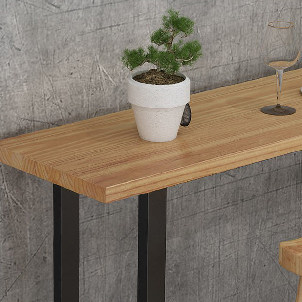 Pine Wood Bar Dining Table Modern Rectangle Bar Table with Sled Pedestal for Milk Tea Shop