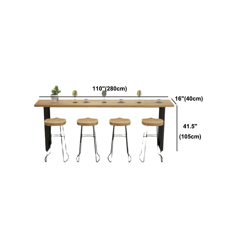 Pine Wood Bar Dining Table Modern Rectangle Bar Table with Sled Pedestal for Milk Tea Shop