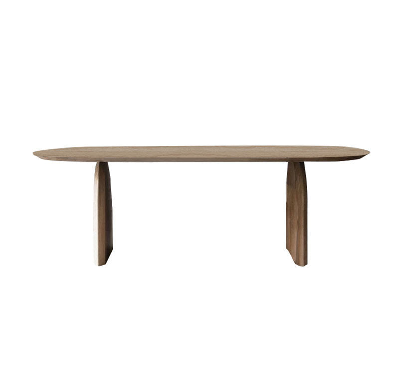 Two Wood Base Dining Table Modern Solid Wood Oval Dining Table for Living Room