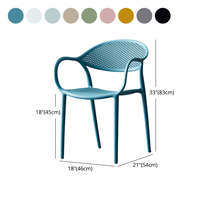 Contemporary Plastic Arm Chair Open Back Kitchen Dining Room Chair