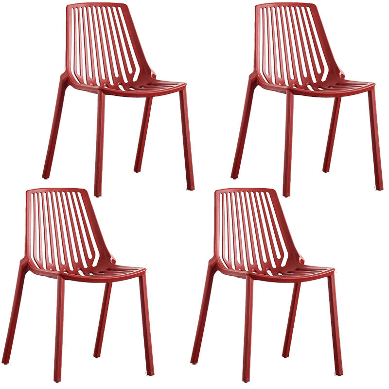 Contemporary Plastic Side Chair Slat Back Kitchen Dining Room Chair