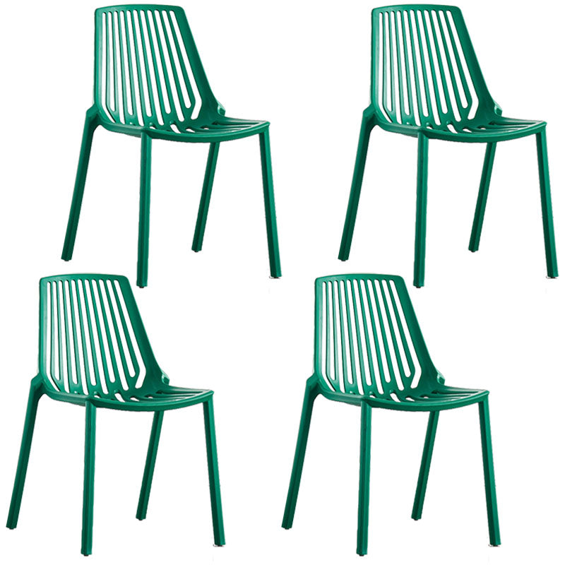 Contemporary Plastic Side Chair Slat Back Kitchen Dining Room Chair