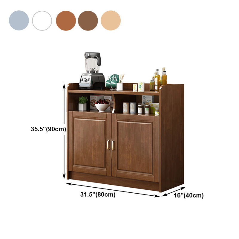 3-Drawer Rubber Wood Sideboard Glam Open Storage Credenza for Living Room