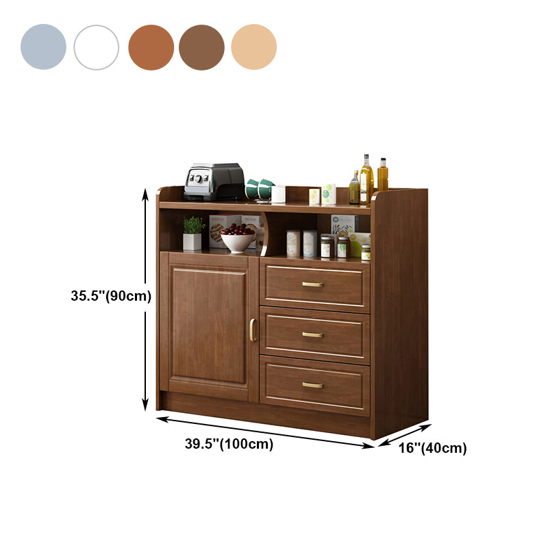 3-Drawer Rubber Wood Sideboard Glam Open Storage Credenza for Living Room