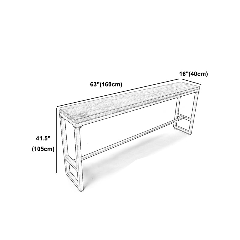 Pine Wood Bar Dining Table Industrial Rectangle Bar Table with Trestle Pedestal for Cafe