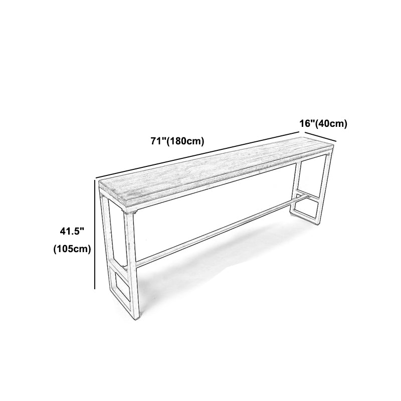 Pine Wood Bar Dining Table Industrial Rectangle Bar Table with Trestle Pedestal for Cafe