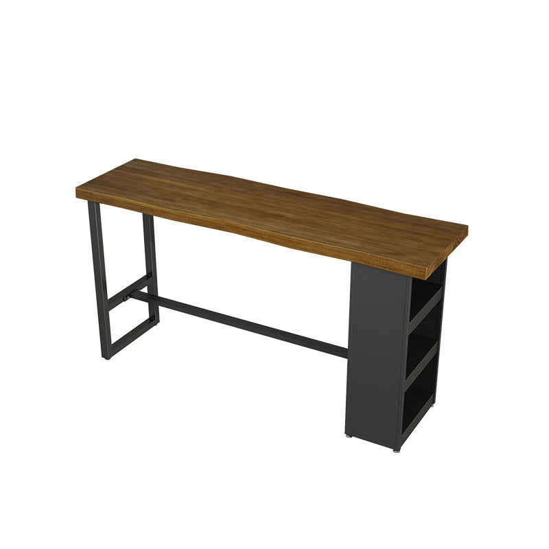 Pine Wood Bar Dining Table Modern Rectangle Bar Table with Trestle for Living Room