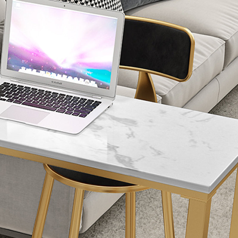 Rectangle Bistro Bar Height Cocktail Table Marble Footrest Indoor Bar Table in Gold