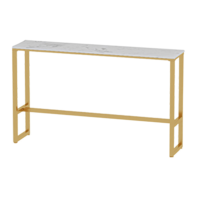 Rectangle Bistro Bar Height Cocktail Table Marble Footrest Indoor Bar Table in Gold