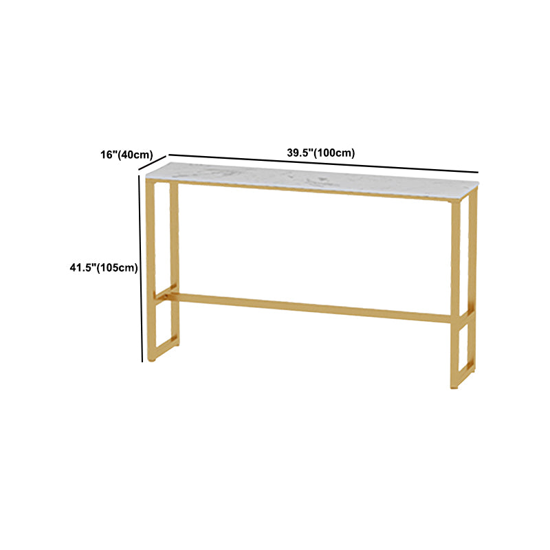 Rectangle Bistro Bar Height Cocktail Table Marble Footrest Indoor Bar Table in Gold