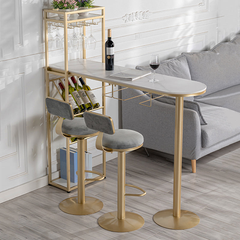 Wine Rack Modern Bistro Bar Desk Stone Bar Height Indoor Cocktail Table