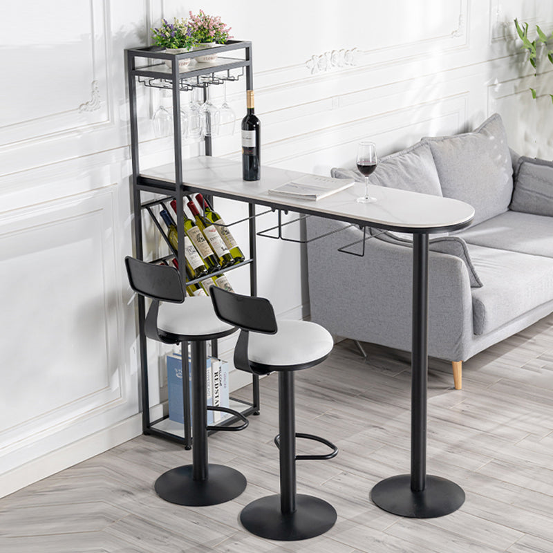 Wine Rack Modern Bistro Bar Desk Stone Bar Height Indoor Cocktail Table