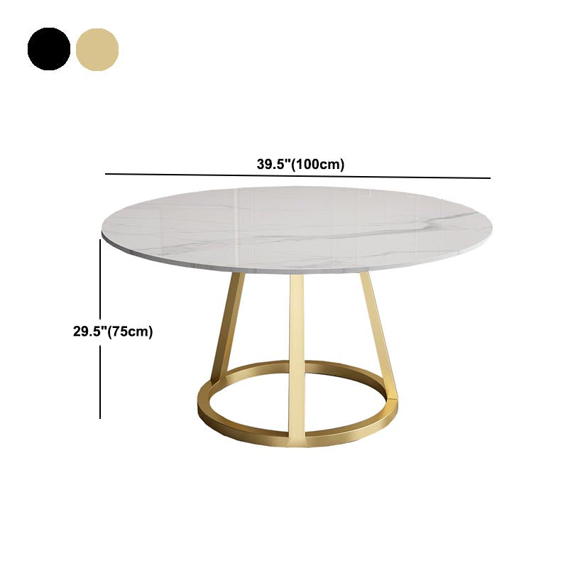 Round Marble Top Dining Table in White Traditional Luxury Dining Table