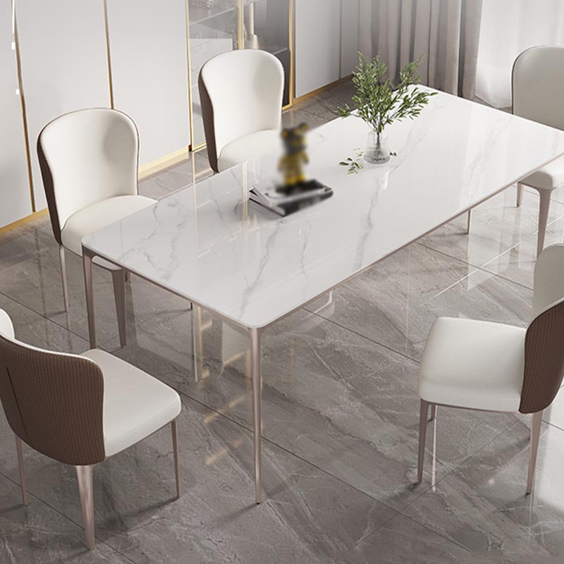 White and Purple Dining Table Modern Stone and Metal Dining Room Table