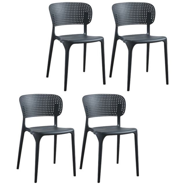 Glam Style Open Back Chair Plastic Stackable Dining Side Chair for Indoor