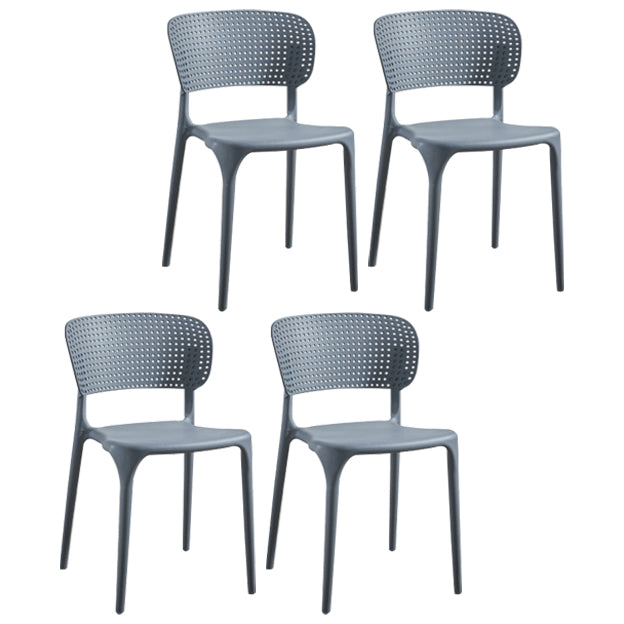 Glam Style Open Back Chair Plastic Stackable Dining Side Chair for Indoor