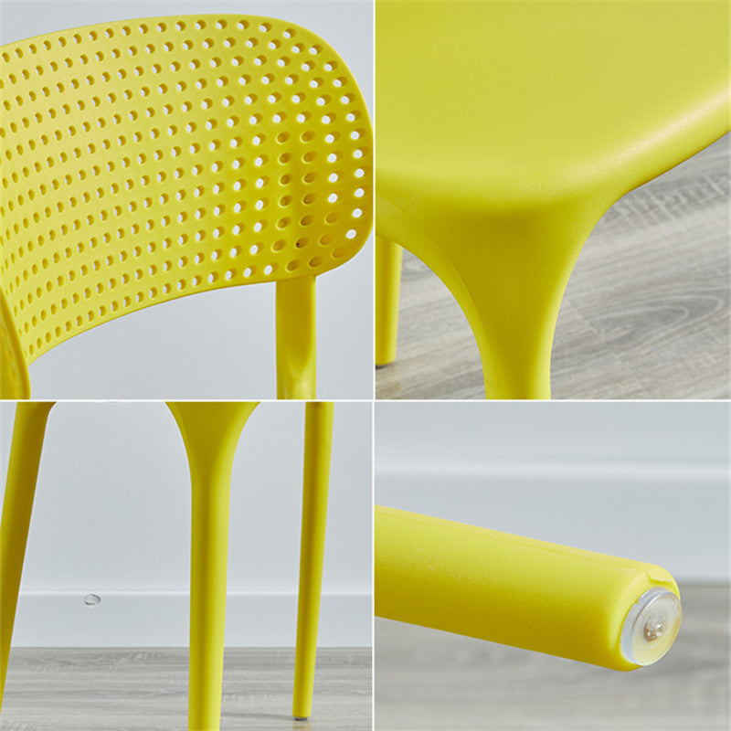 Glam Style Open Back Chair Plastic Stackable Dining Side Chair for Indoor