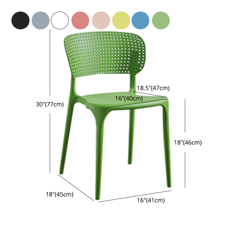 Glam Style Open Back Chair Plastic Stackable Dining Side Chair for Indoor