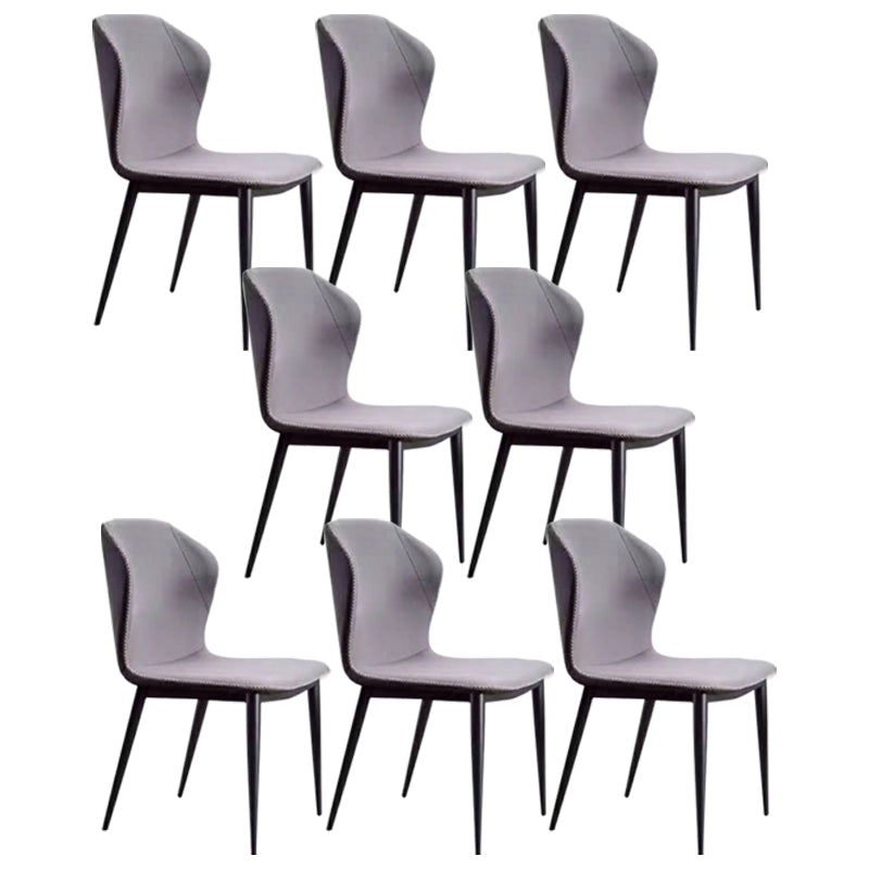 Contemporary Home Upholstered Side Chair Metallic Finish Wingback Dining Chair