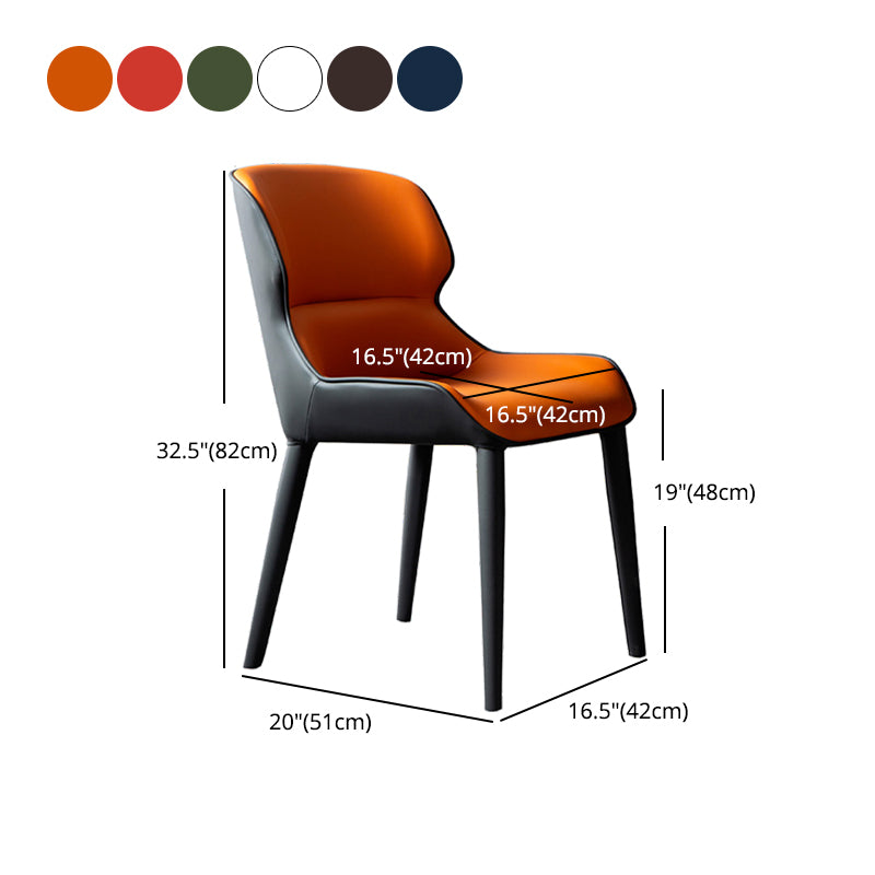 Modern Faux Leather Indoor Upholstered Dining Chair Matte Finish Wingback Side Chair