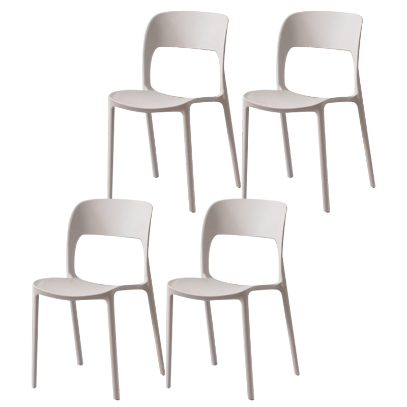 Glam Style Open Back Chair Plastic Stackable Dining Chair for Indoor