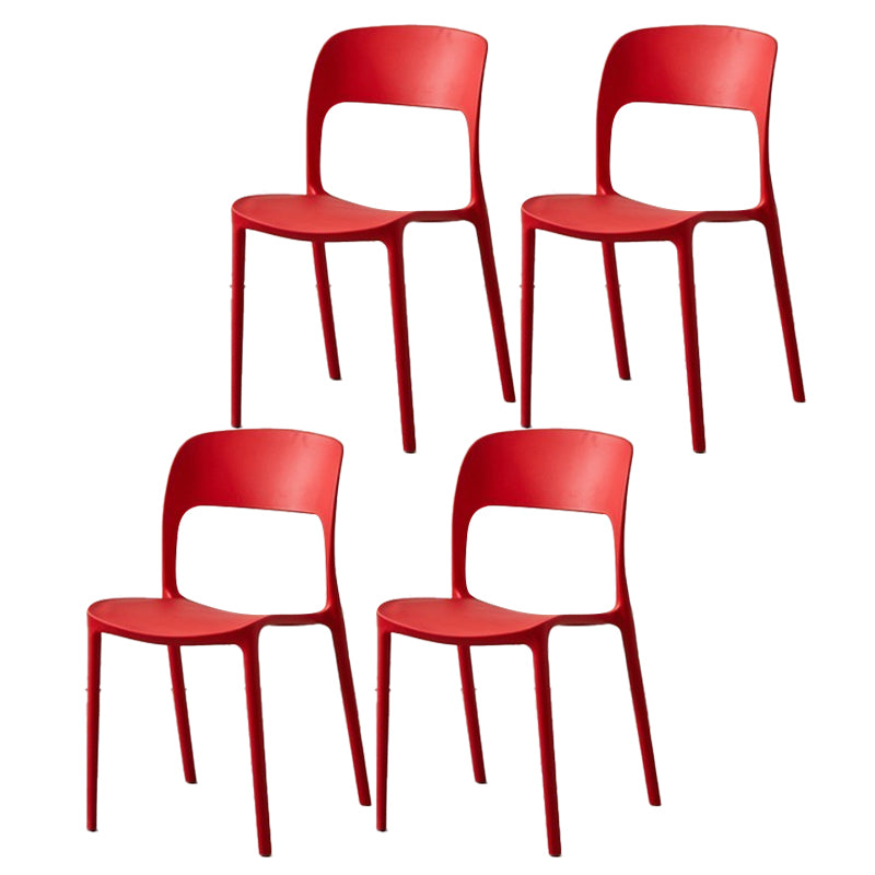 Glam Style Open Back Chair Plastic Stackable Dining Chair for Indoor