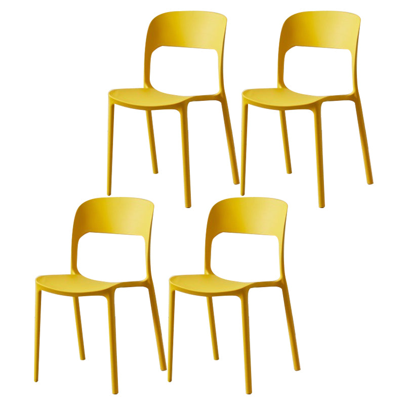 Glam Style Open Back Chair Plastic Stackable Dining Chair for Indoor