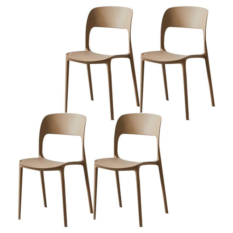 Glam Style Open Back Chair Plastic Stackable Dining Chair for Indoor