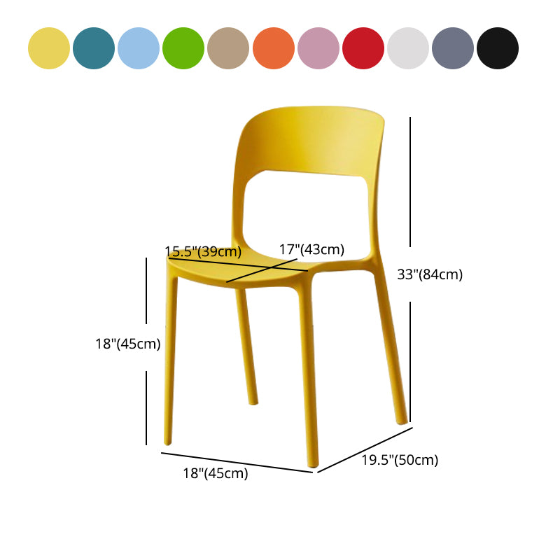 Glam Style Open Back Chair Plastic Stackable Dining Chair for Indoor