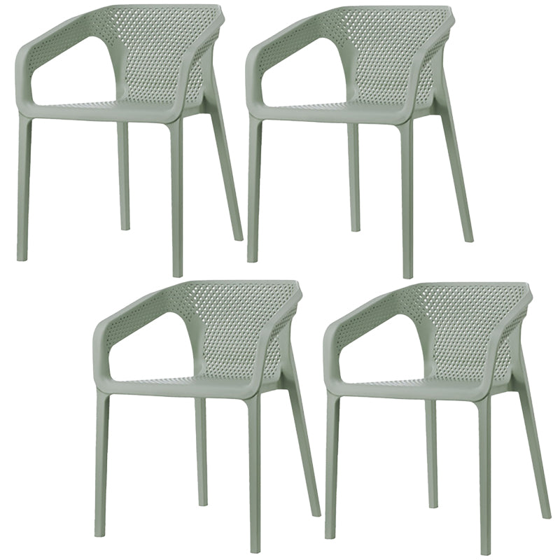 Plastic Slat Back Arm Chair Glam Style Stackable Dining Chair for Indoor