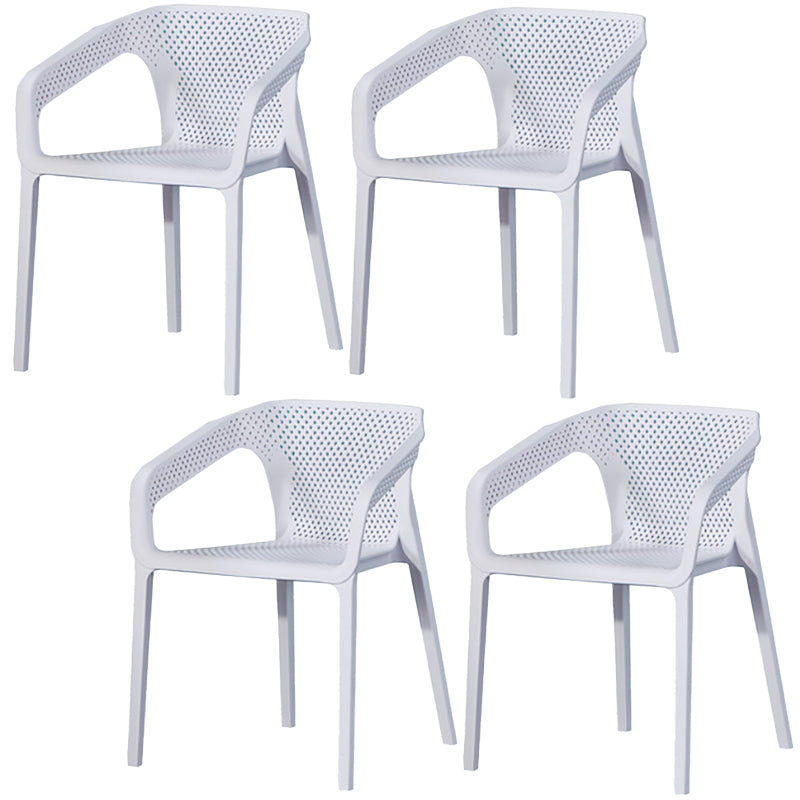 Plastic Slat Back Arm Chair Glam Style Stackable Dining Chair for Indoor