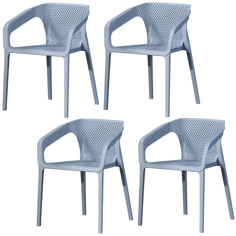 Plastic Slat Back Arm Chair Glam Style Stackable Dining Chair for Indoor