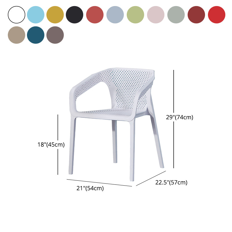 Plastic Slat Back Arm Chair Glam Style Stackable Dining Chair for Indoor