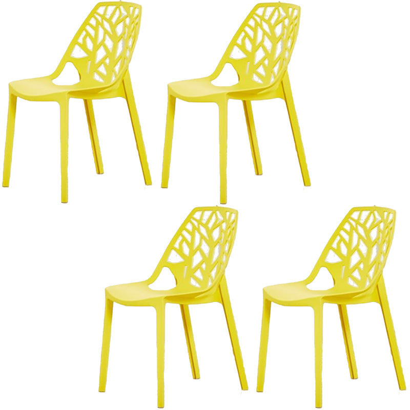 Glam Style Open Back Side Chair Plastic Stackable Dining Chair