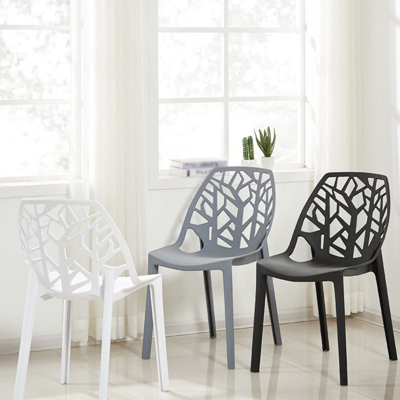 Glam Style Open Back Side Chair Plastic Stackable Dining Chair