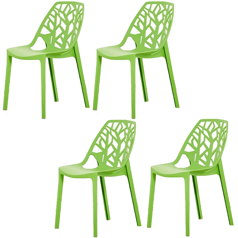 Glam Style Open Back Side Chair Plastic Stackable Dining Chair