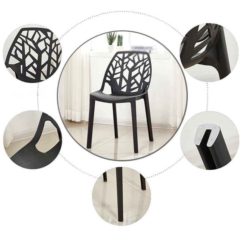 Glam Style Open Back Side Chair Plastic Stackable Dining Chair