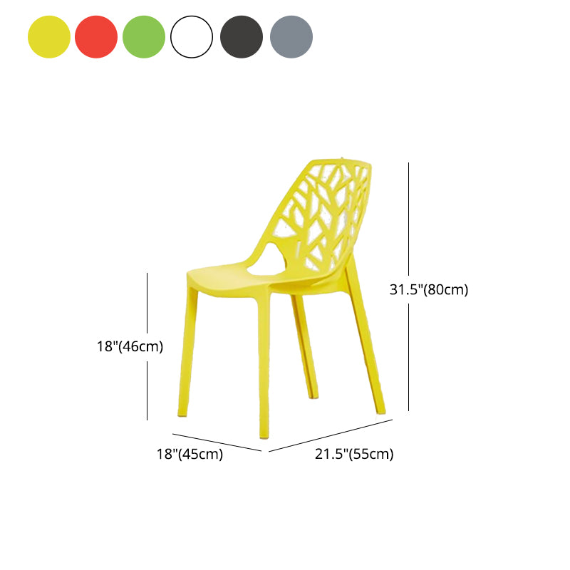 Glam Style Open Back Side Chair Plastic Stackable Dining Chair