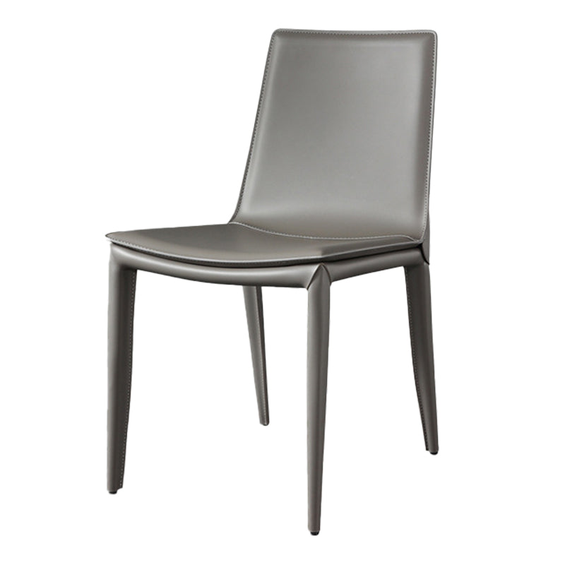 Faux Leather Modern Dining Room Chair Matte Finish Solid Back Dining Armless Chair