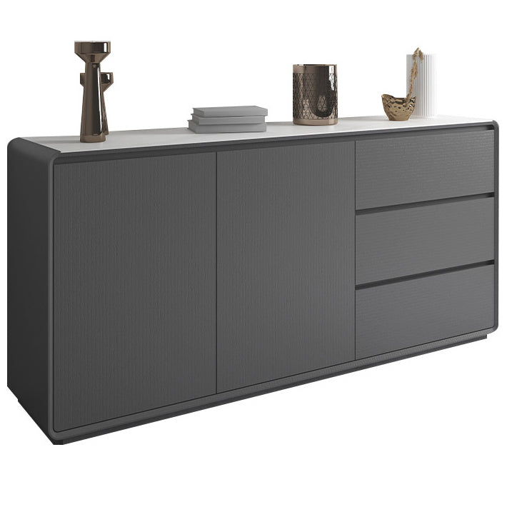 3-Drawer Engineered Wood Sideboard Modern Credenza with Stone Countertop for Living Room