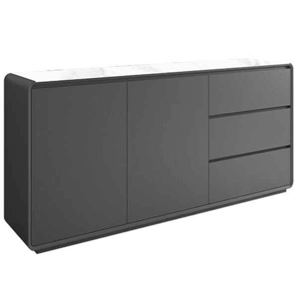 3-Drawer Engineered Wood Sideboard Modern Credenza with Stone Countertop for Living Room