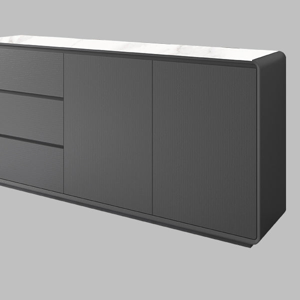 3-Drawer Engineered Wood Sideboard Modern Credenza with Stone Countertop for Living Room