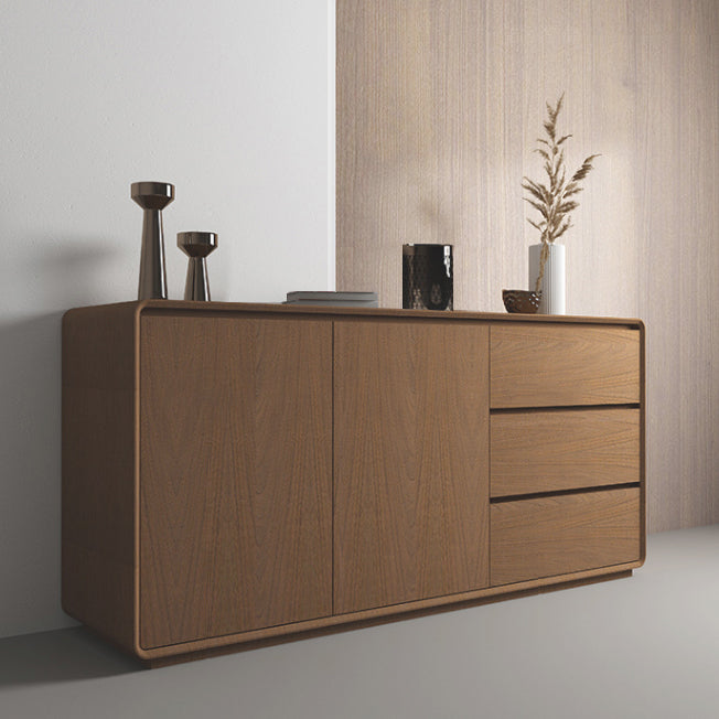 3-Drawer Engineered Wood Sideboard Modern Credenza with Stone Countertop for Living Room