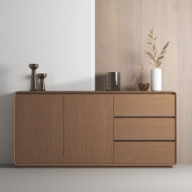 3-Drawer Engineered Wood Sideboard Modern Credenza with Stone Countertop for Living Room