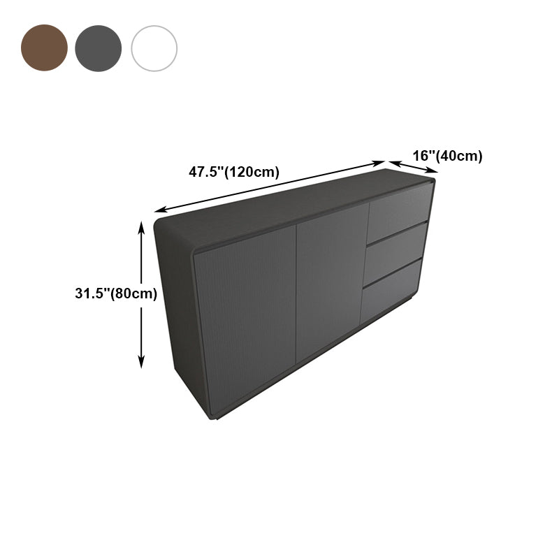 3-Drawer Engineered Wood Sideboard Modern Credenza with Stone Countertop for Living Room