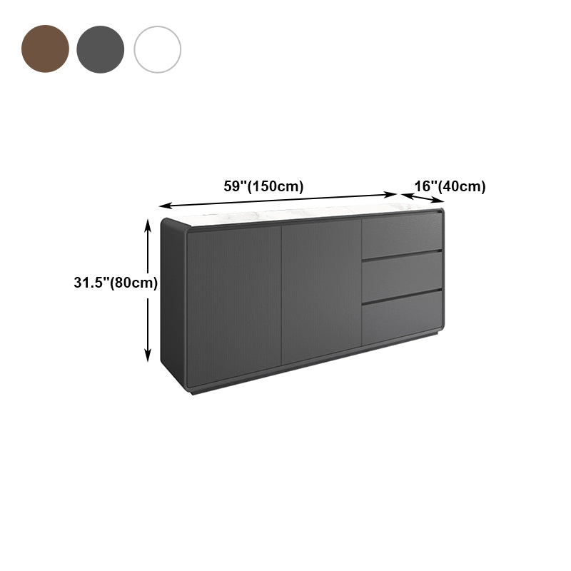 3-Drawer Engineered Wood Sideboard Modern Credenza with Stone Countertop for Living Room