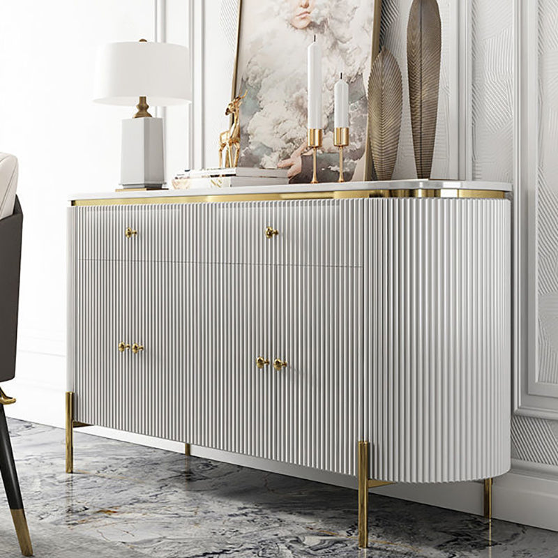 Glam Engineered Wood Sideboard Faux Marble Countertop Credenza with Drawer for Living Room