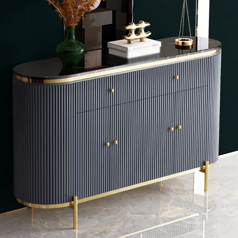 Glam Engineered Wood Sideboard Faux Marble Countertop Credenza with Drawer for Living Room